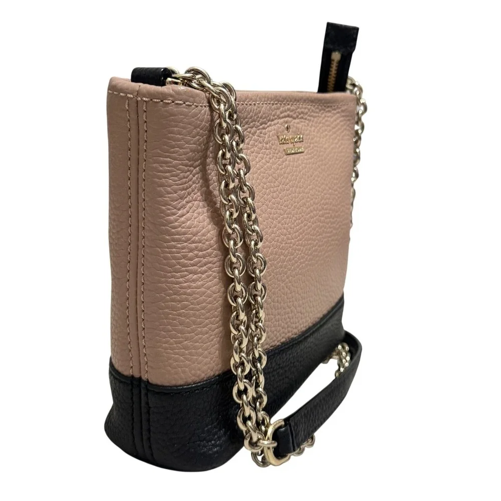 Kate Spade Ellery Crossbody Bag Small‎ Pink Black Pebbled Leather